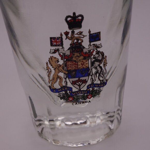 Set of Two(2) Canada A Mari usque ad Mare Shot Glasses with Gold Rim - Picture 7 of 11
